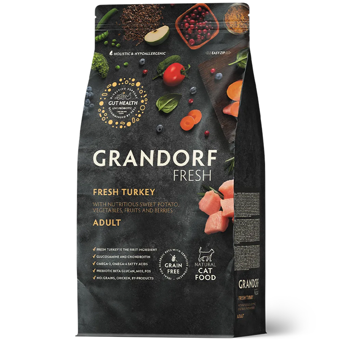 GRANDORF FRESH для взрослых кошек с мясом индейки и бататом