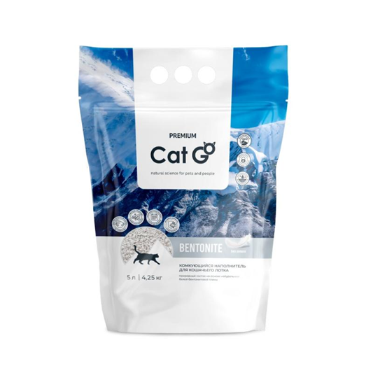 Наполнитель Cat Go BENTONITE для кошачьего туалета, комкующийся, оригинал, без запаха, 5 л (4,25 кг)
