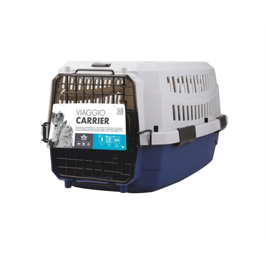 M-PETS Контейнер-переноска VIAGGIO для животных цвет синий с серым, размер S