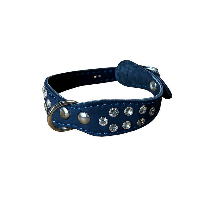 Gamma Ошейник-мини двойной фигурный со стразами кожаный