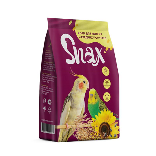 Snax Корм для мелких и средних попугаев, 500 г