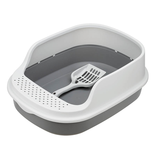 Туалет для кошек ЛЯ-МУРР 480х355мм с высоким бортом с совком смоки