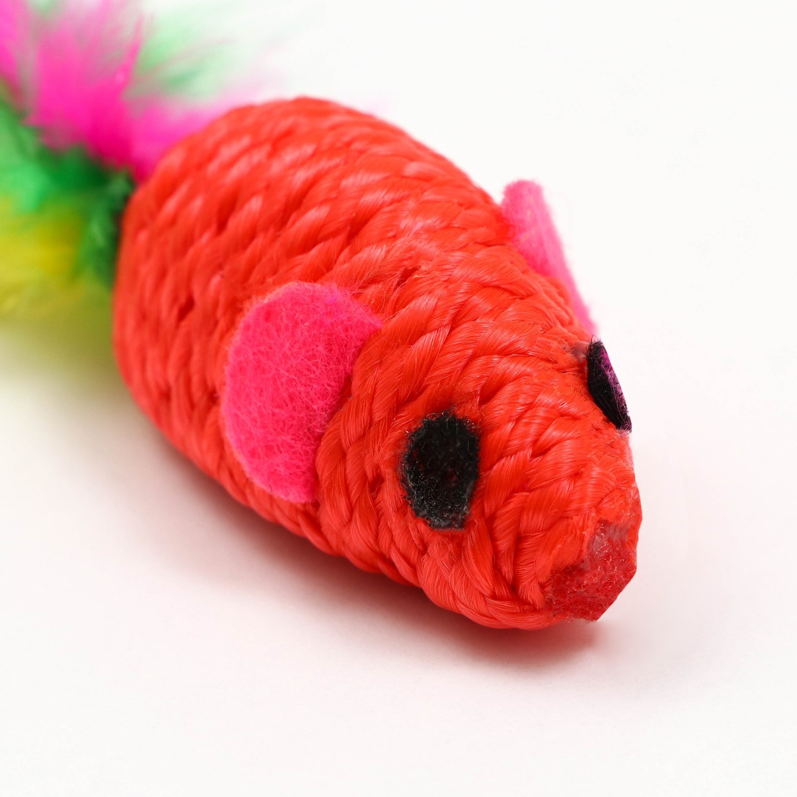 Игрушка для кошек "Мышь с пером", красная