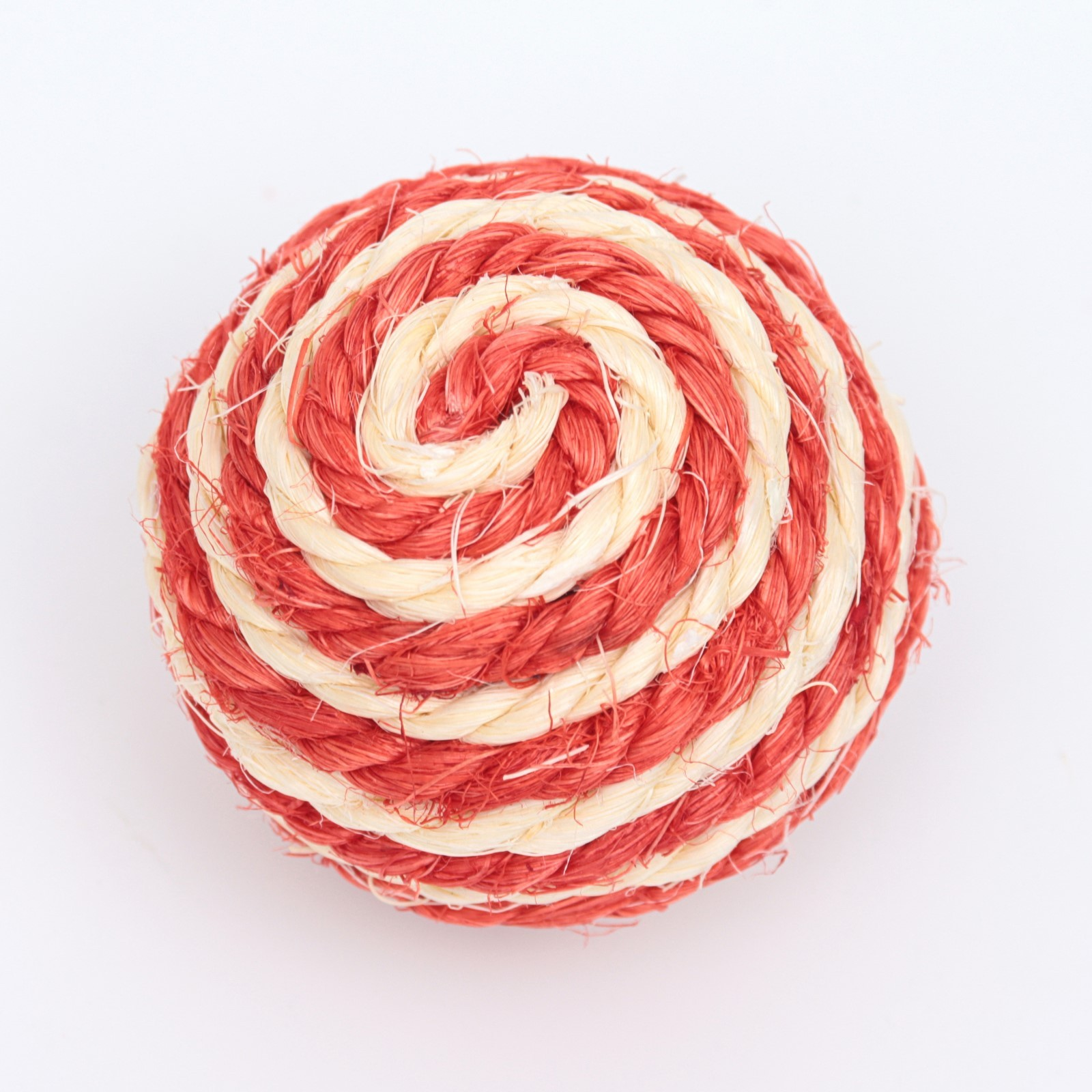 Игрушка для кошек "Шарик" из сизали, 4,5 см, белый/красный