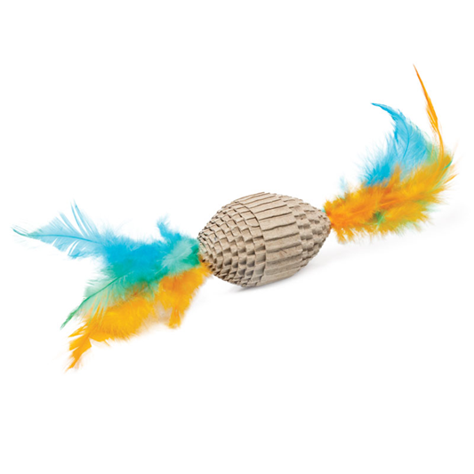 Triol Игрушка для кошек из гофрокартона "Мяч для регби с перьями", 60/190мм, серия NATURAL