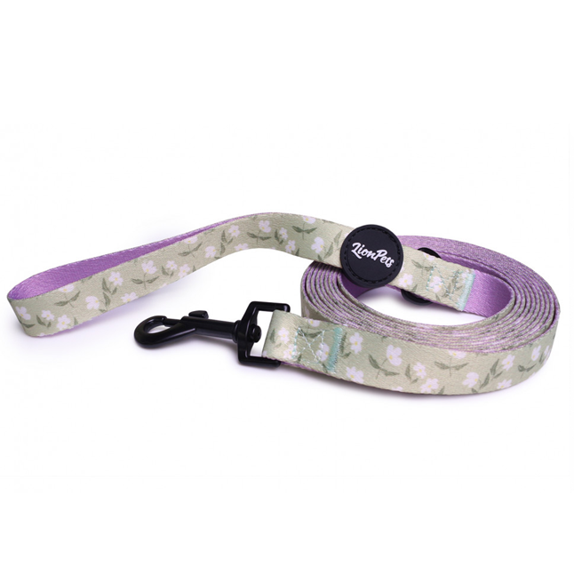 LionPets Поводок для собак с рисунком (цветы) зеленый