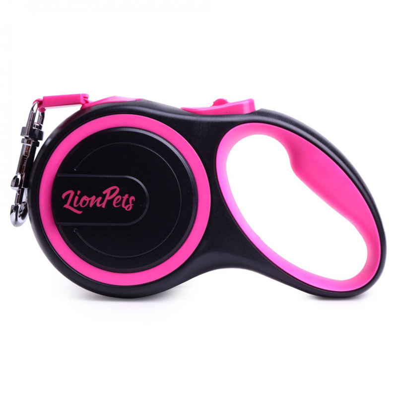 LionPets Поводок-рулетка (Розово-черная)