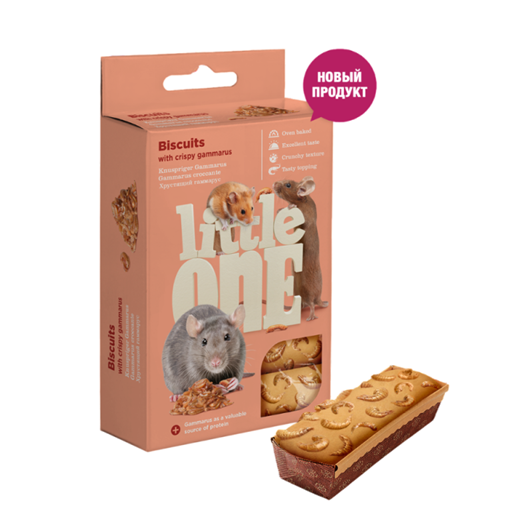 Little One Бисквиты с хрустящим гаммарусом для хомяков, крыс, мышей и песчанок 5*7г