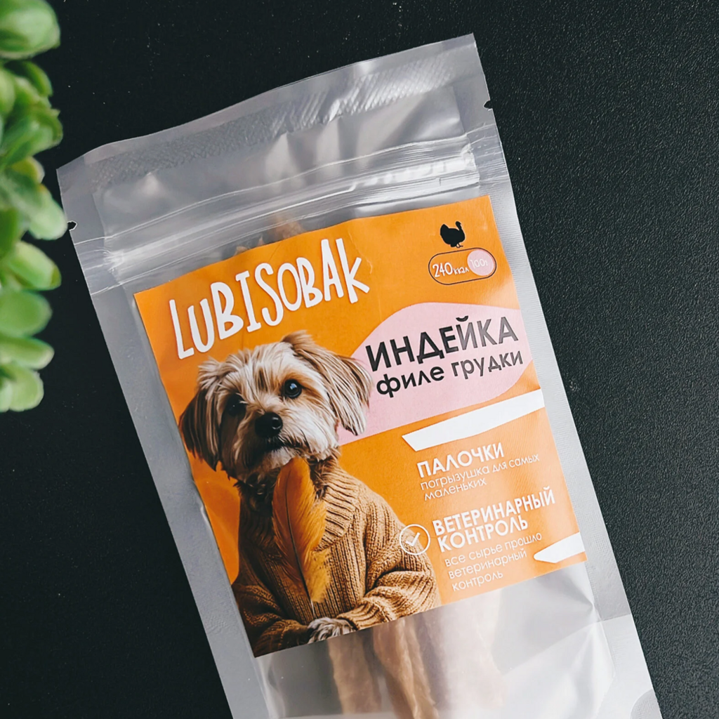 LubiSobak Лакомство для собак филе индейки палочки, 30 г