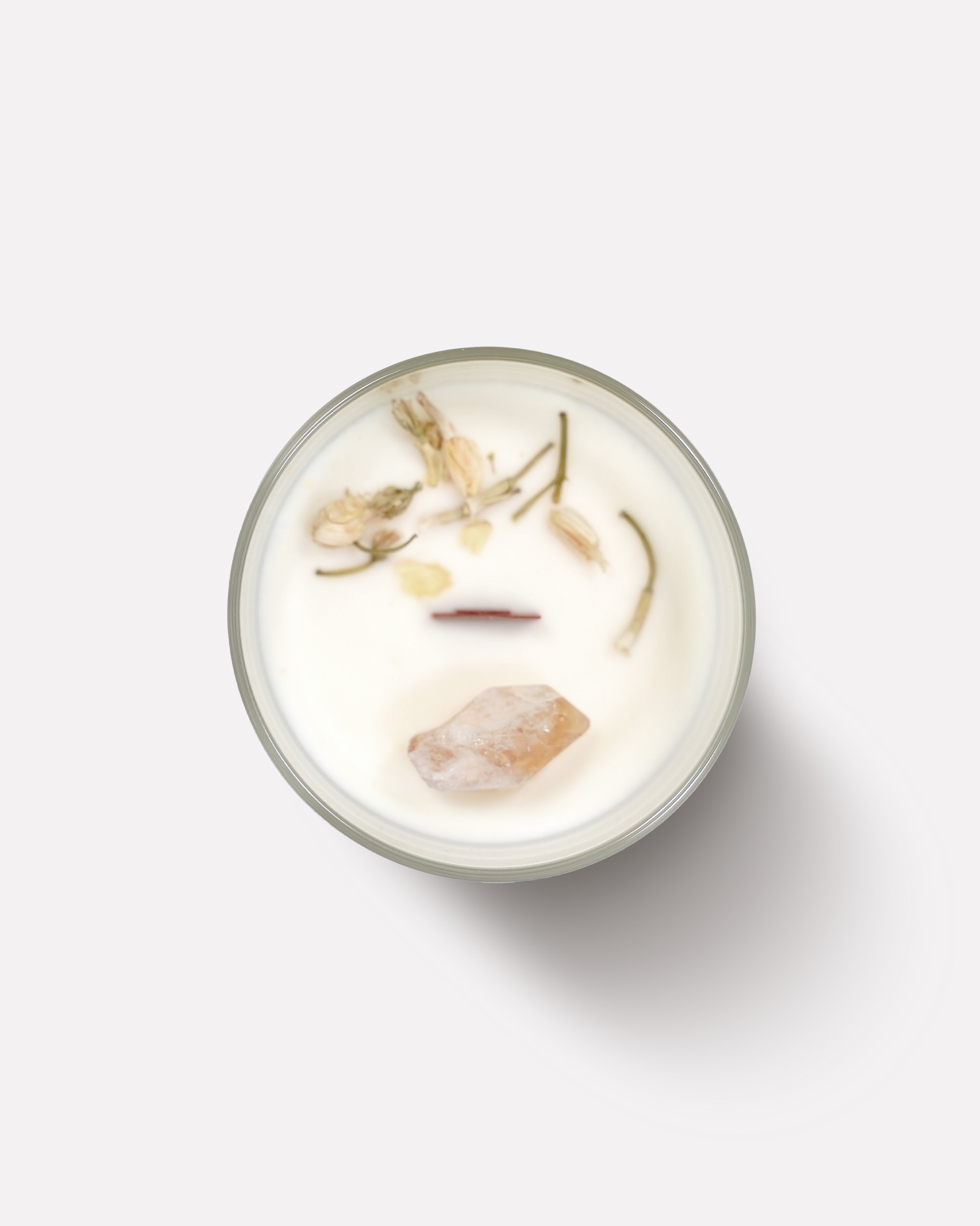 Соевая свеча с эфирными маслами Пало Санто, мандарина, лимона и жасмина с кристаллом / деревянный фитиль 200 мл