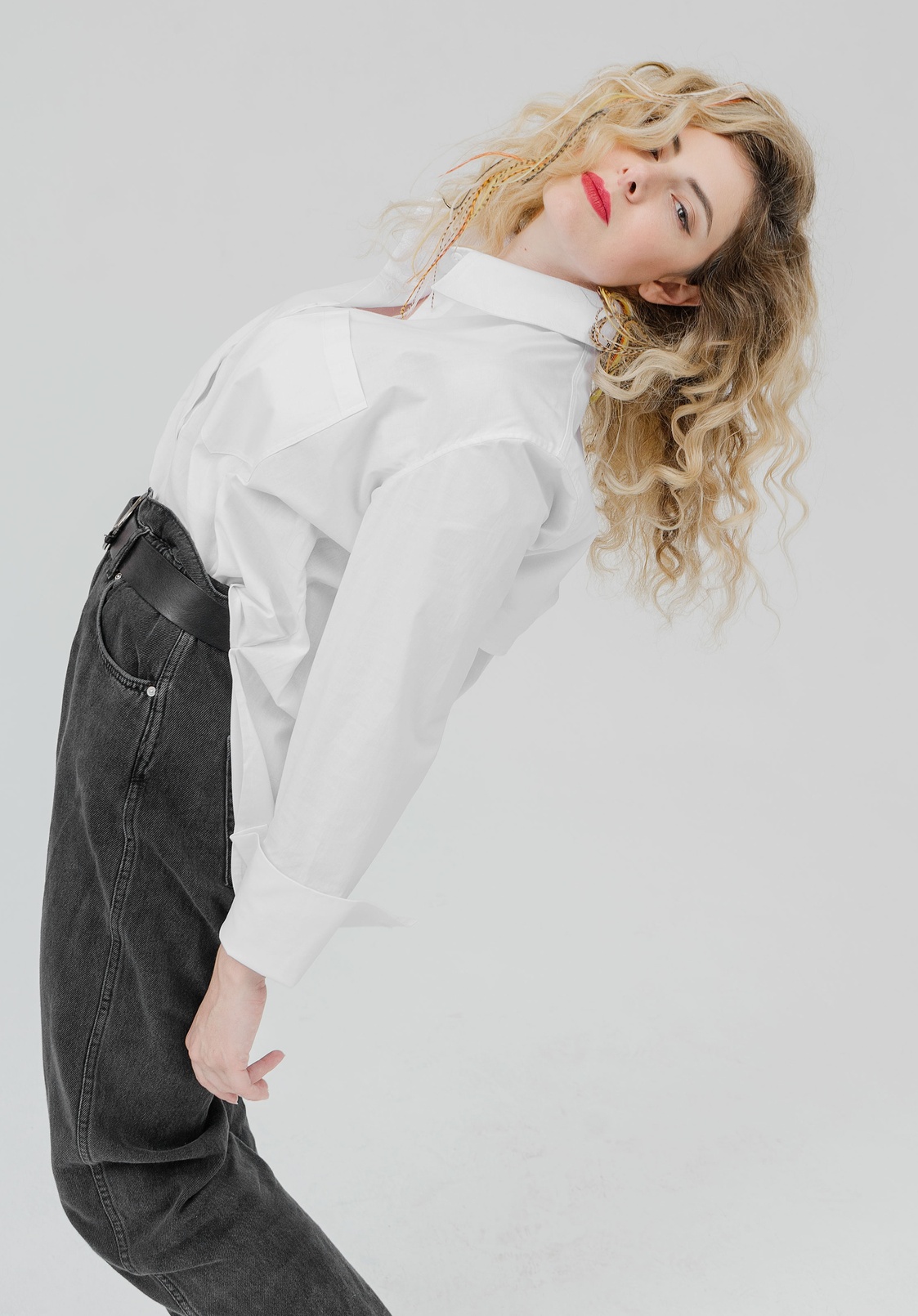 Хлопковая рубашка с кокеткой