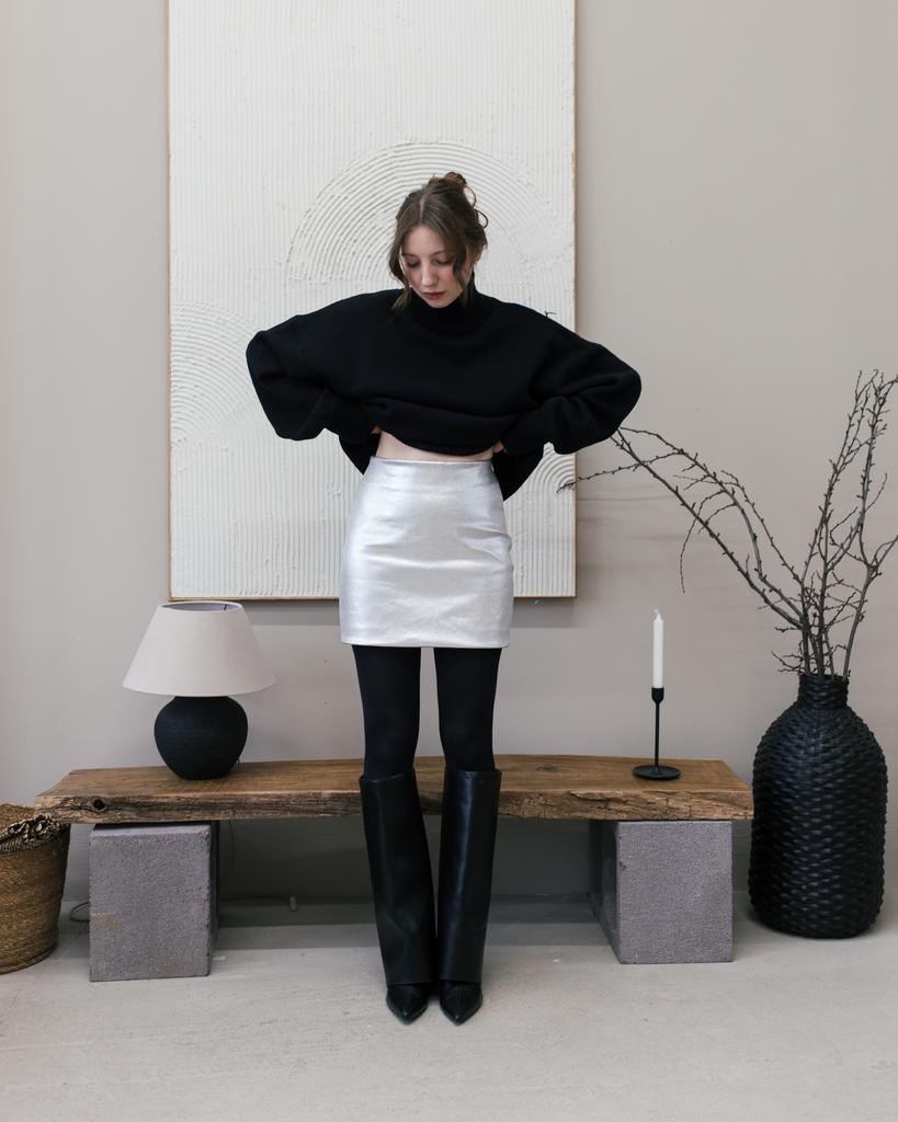 Юбка мини серебро