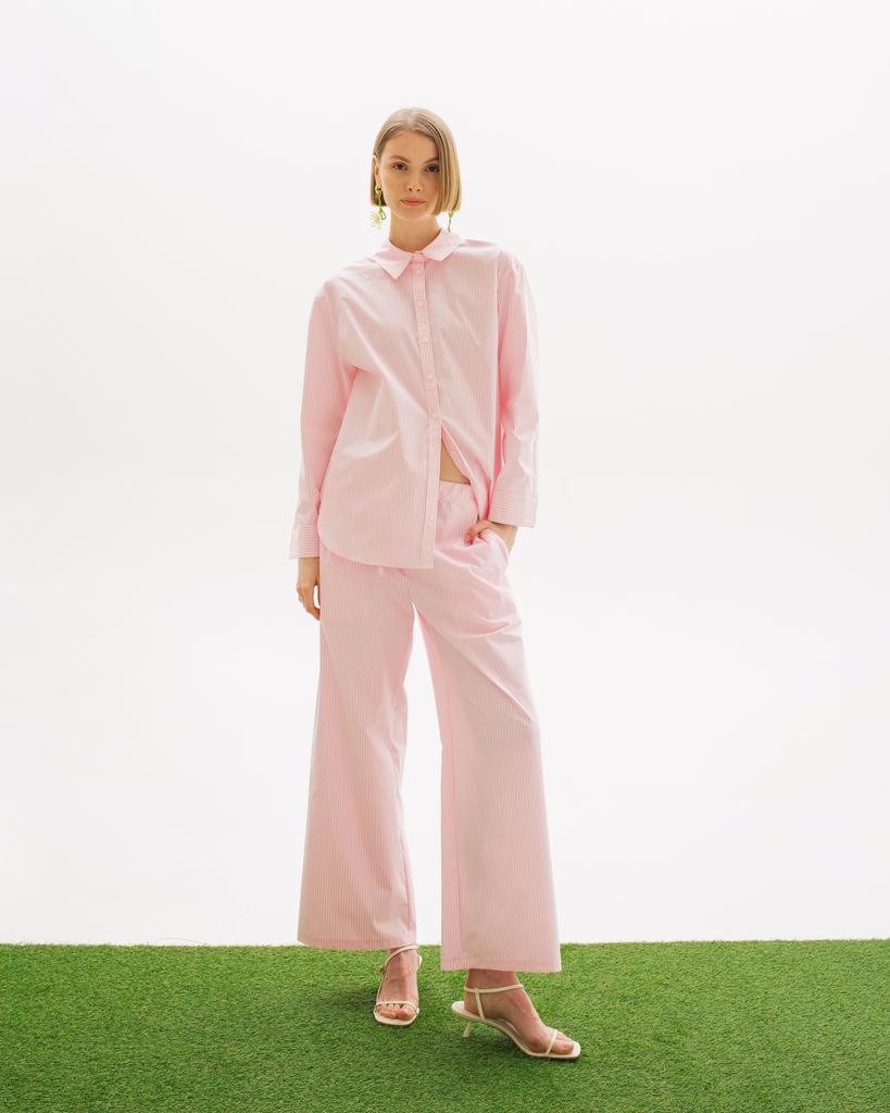 Штаны в полоску, розовый