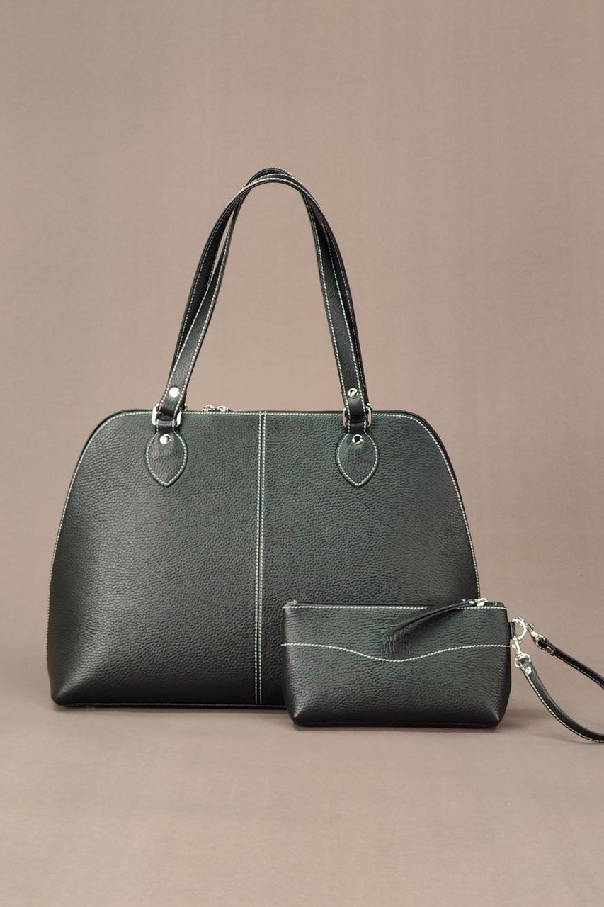 Сумка "Lady" черная с белой строчкой