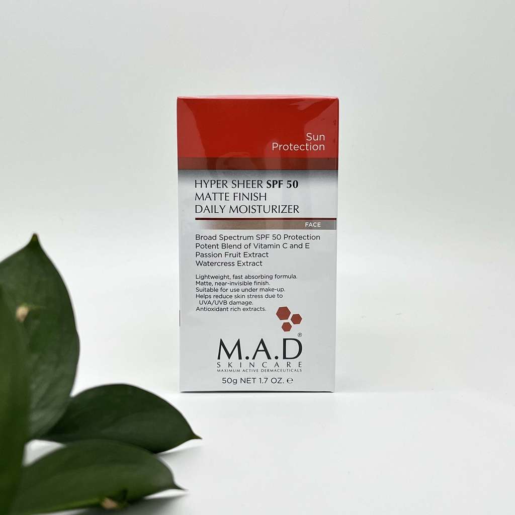 M.A.D SKINCARE Hyper Sheer SPF 50 Matte Finish Daily Moisturizer – увлажняющий и матирующий крем- основа под макияж с защитой SPF 50 50 гр