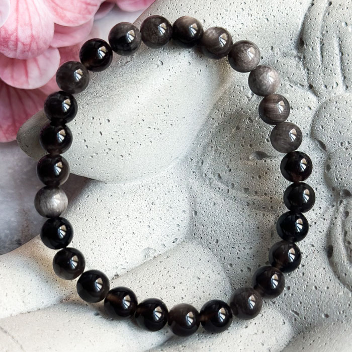 Браслет Серебристый Обсидиан