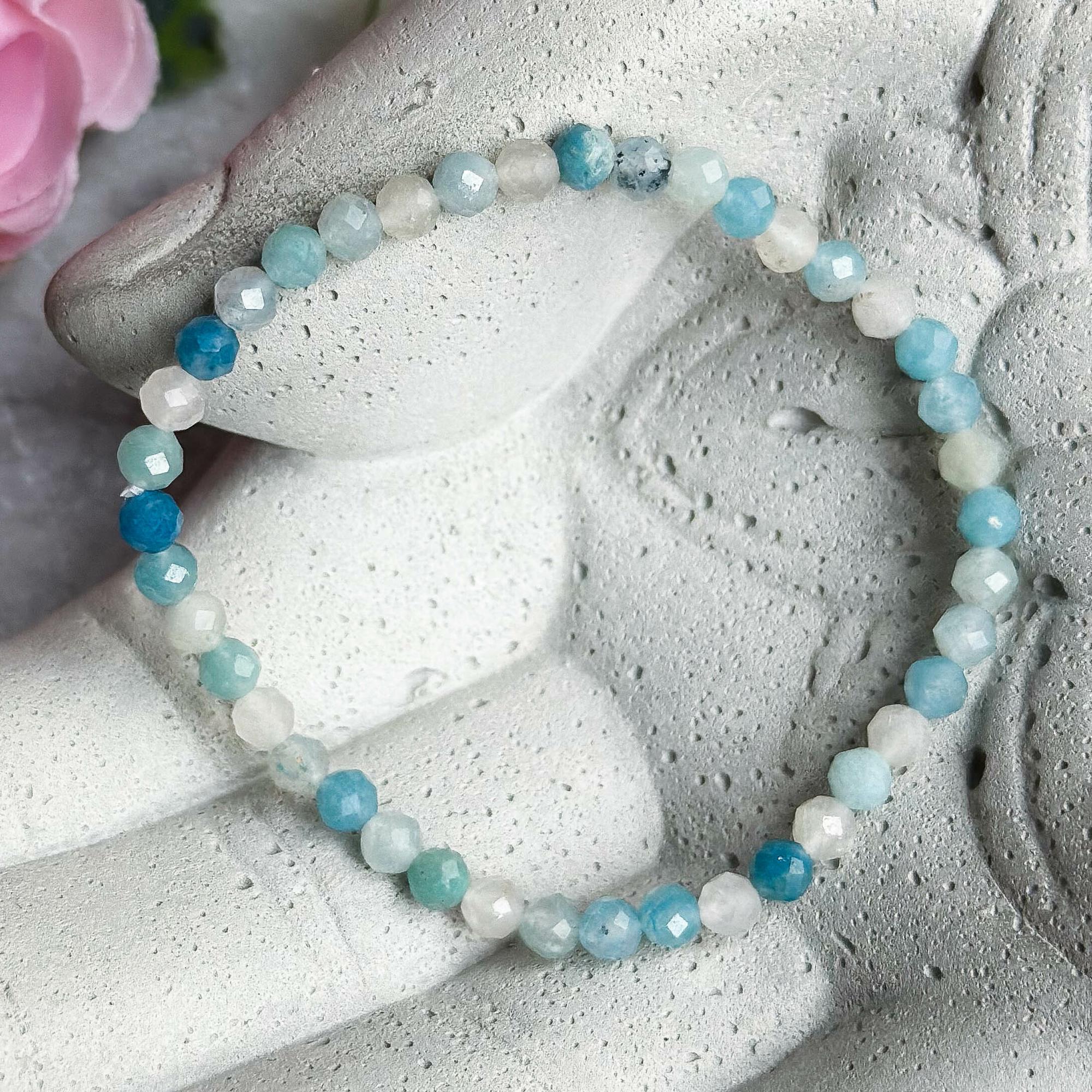 Браслет Ограненный Троллеит (кварц с троллеитом и лазулитом)