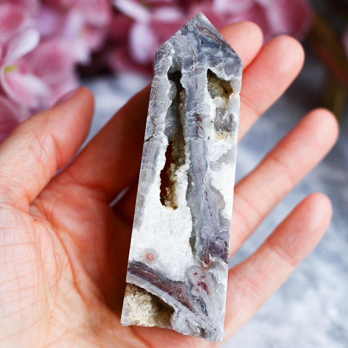 Кристалл-генератор из агата "Крейзи" (Сумасшедший Агат, Кружевной Агат)