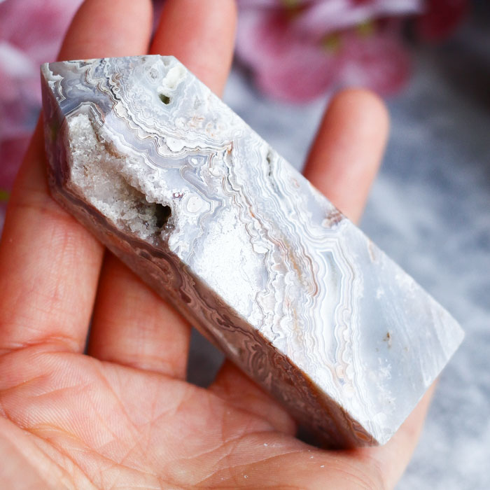 Кристалл-генератор из агата "Крейзи" (Сумасшедший Агат, Кружевной Агат)