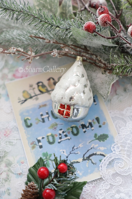 "Избушка", домик. №17. Елочная игрушка, стекло. СССР.