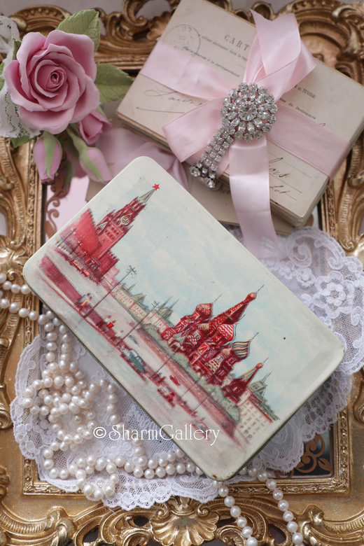 Жестяная банка - коробка Москва Кремль №2. Винтаж, СССР.