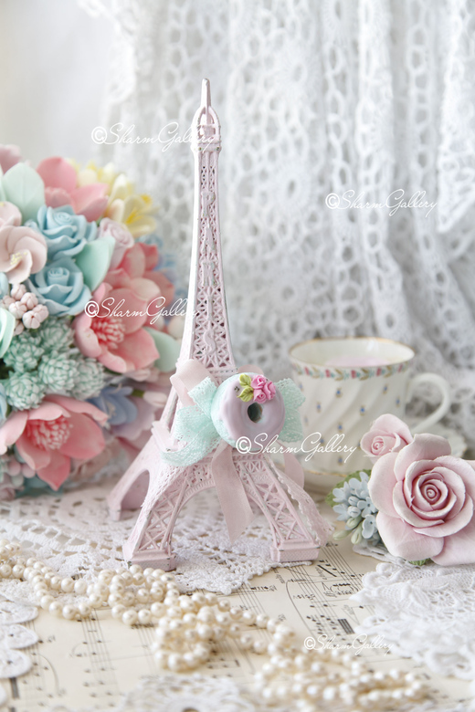 Розовая Эйфелева башенка. Ручная, авторская работа.