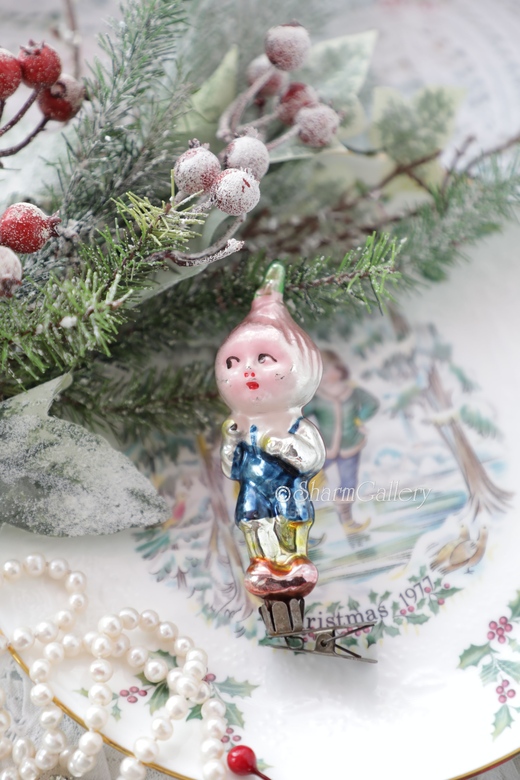 Чипполино №5. Елочная игрушка, стекло на прищепке, СССР.