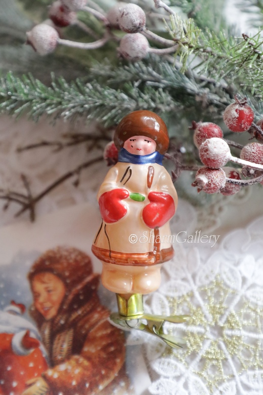 Мужичок с ноготок. №3. Старинная елочная игрушка на прищепке, СССР.