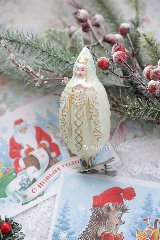 "Царевна Лебедь". №4. Старинная елочная игрушка на прищепке.