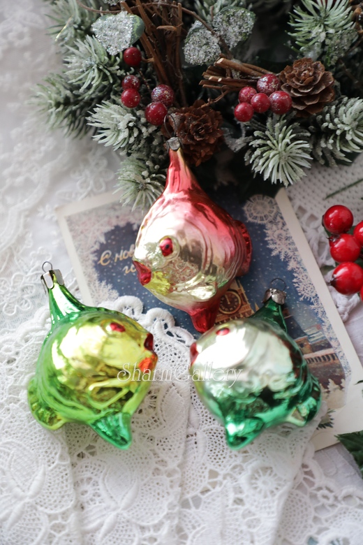 Набор елочных игрушек СССР "Рыбки". №5.