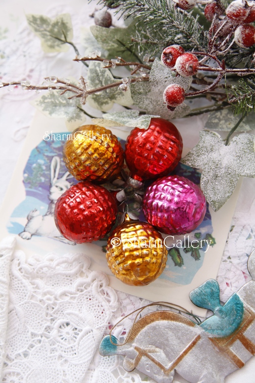 Набор елочных игрушек "Шарики", СССР. 5шт.