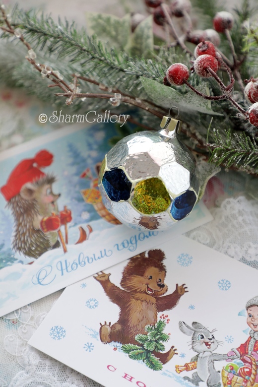 Елочный шар, мяч. №3. Стекло, СССР.