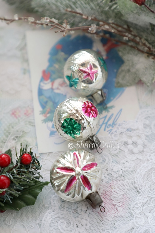 Набор елочных игрушек "Шарики", №162. СССР. 3шт.