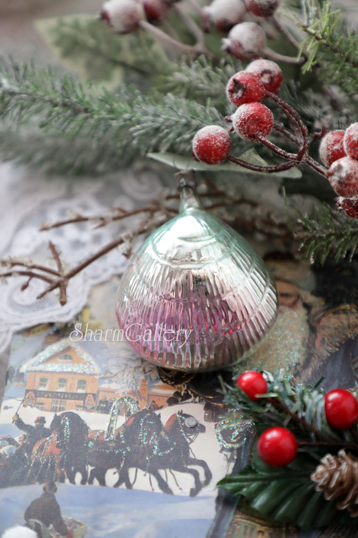 Елочная игрушка "Ракушка" №2. Стекло, СССР.