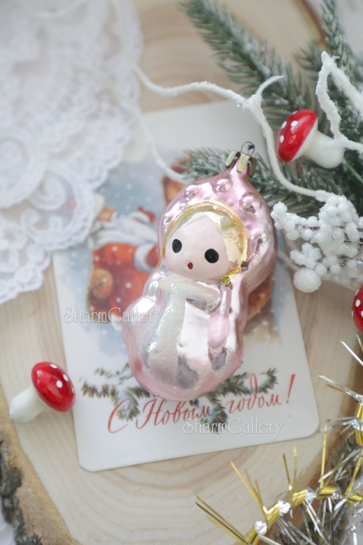 Елочная игрушка "Снегурочка" №4. Стекло, СССР.