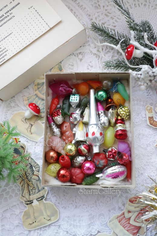 Набор елочных игрушек Малютка, 43шт., коробке. СССР. №32