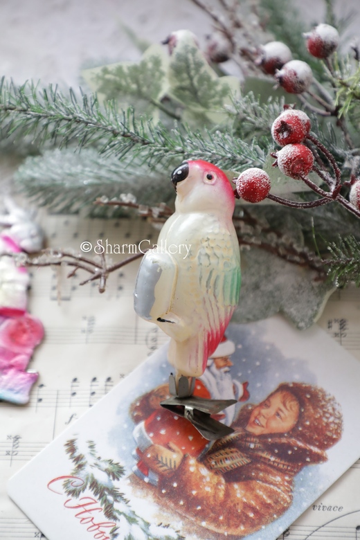 Попугай Карудо из Айболита. Елочная игрушка, на прищепке, СССР.