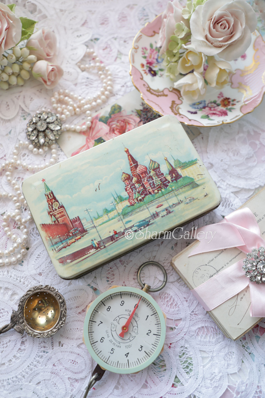 Жестяная банка - коробка Москва Кремль №4. Винтаж, СССР.