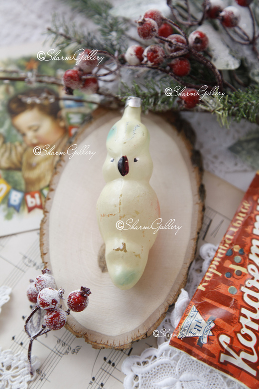 Попугай. Елочная игрушка, СССР.