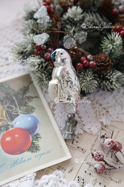 Попугай Карудо из Айболита. №5. Елочная игрушка, на прищепке, СССР.