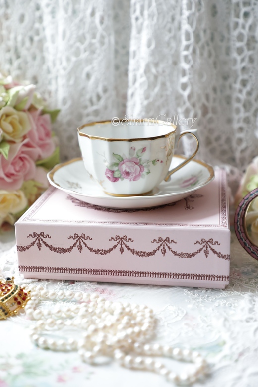 Винтажная чайная пара "Роза". Фарфор, Вербилки.