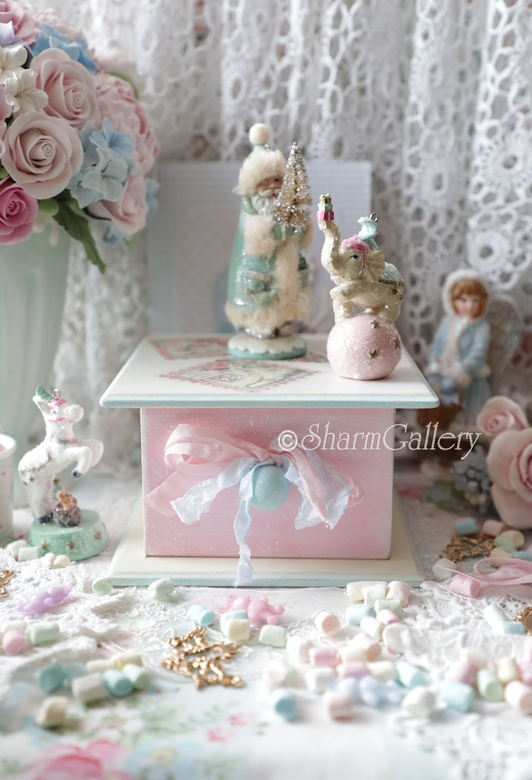 Деревянная шкатулка "Новогодняя", shabbychic.