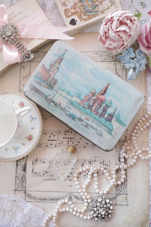 Жестяная банка - коробка Москва Кремль №6. Винтаж, СССР.