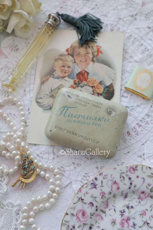 Жестяная банка "Пастилки ментоловые". Росглавкондитер, винтаж, СССР.