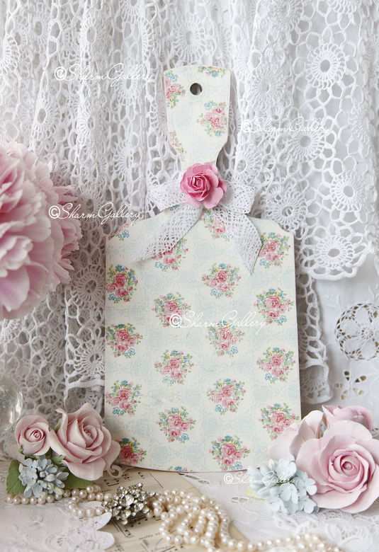 Деревянная, разделочная доска "Rose GreenGate". Ручная работа.