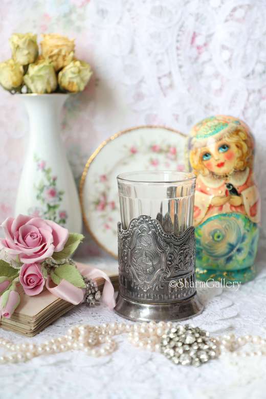 Подстаканник мельхиоровый "Советский космос" + стакан №6. CCCP, 1960г., Кольчугино.