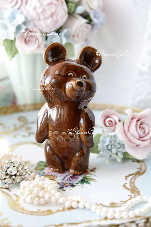 Олимпийский Мишка "Шоколадный". Керамика, ЗИК. Винтаж. Олимпиада 80.