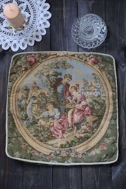 Наволочка гобелен, винтаж. "Галантная сцена" Фрагонар, Германия