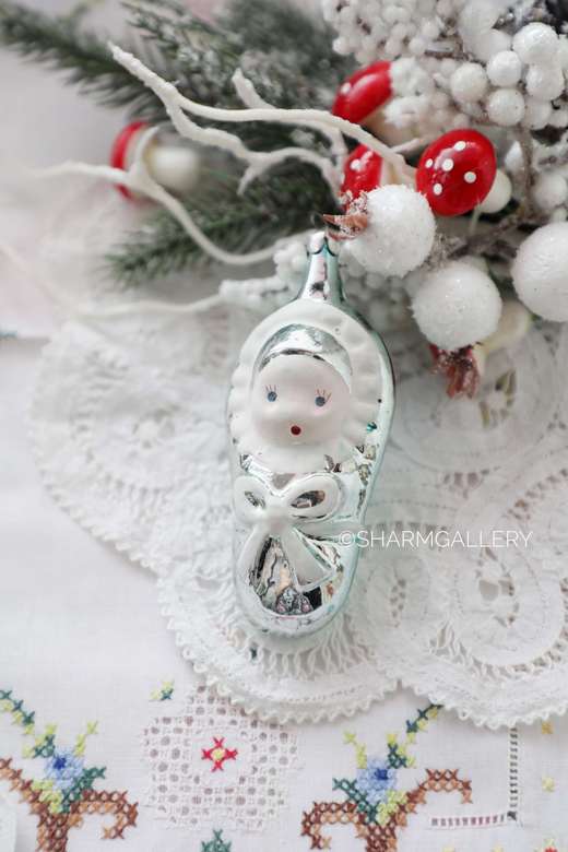 Младенец №6. (мальчик!) Винтажная елочная игрушка, стекло СССР.