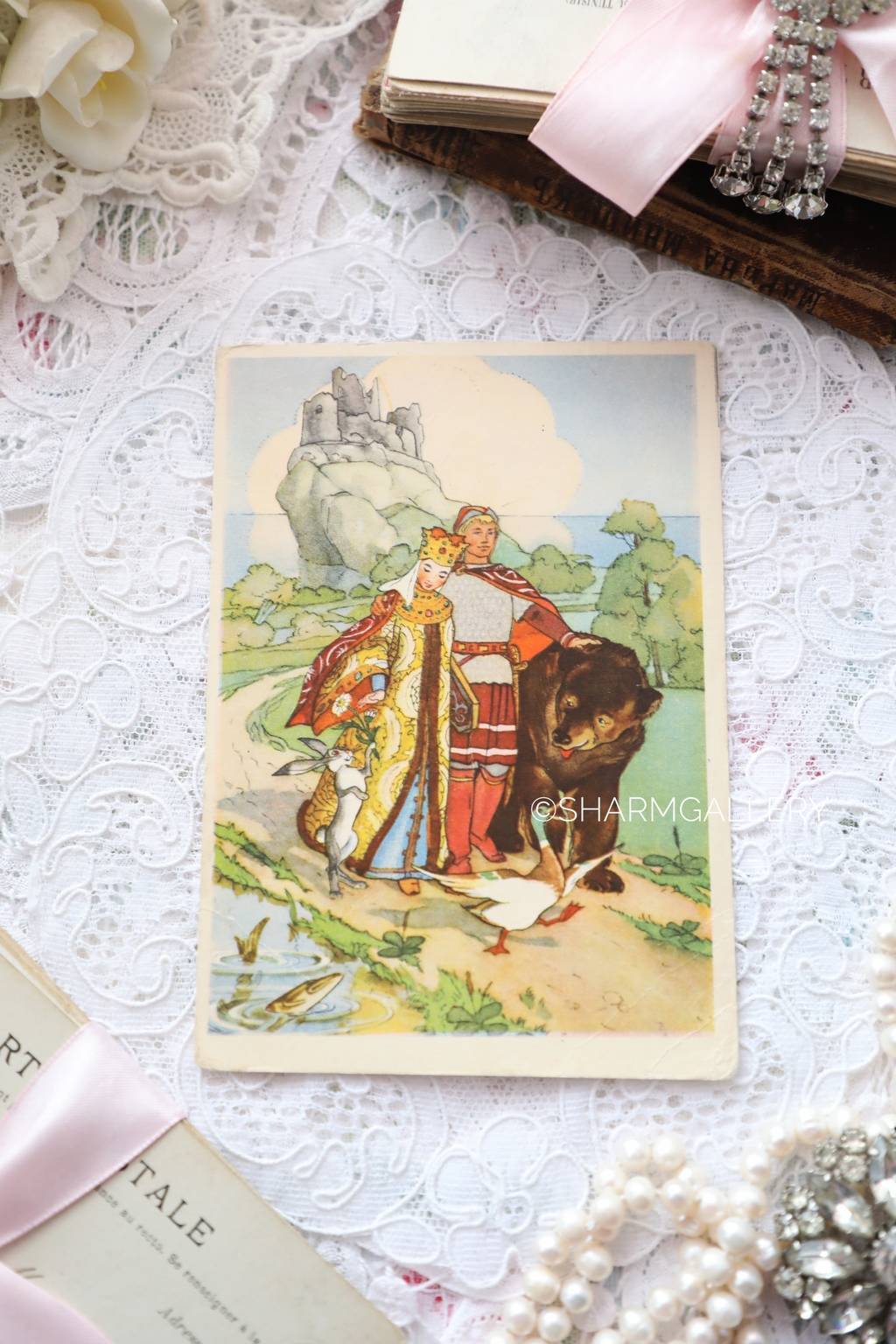 Винтажная открытка №19. "Сказка о царевне - лягушке", худ-к Н.Гольц, чистая. 1950гг., СССР